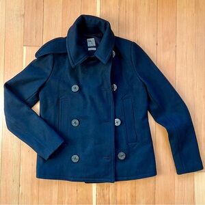 Gap navy crop trench peacoat XS wool